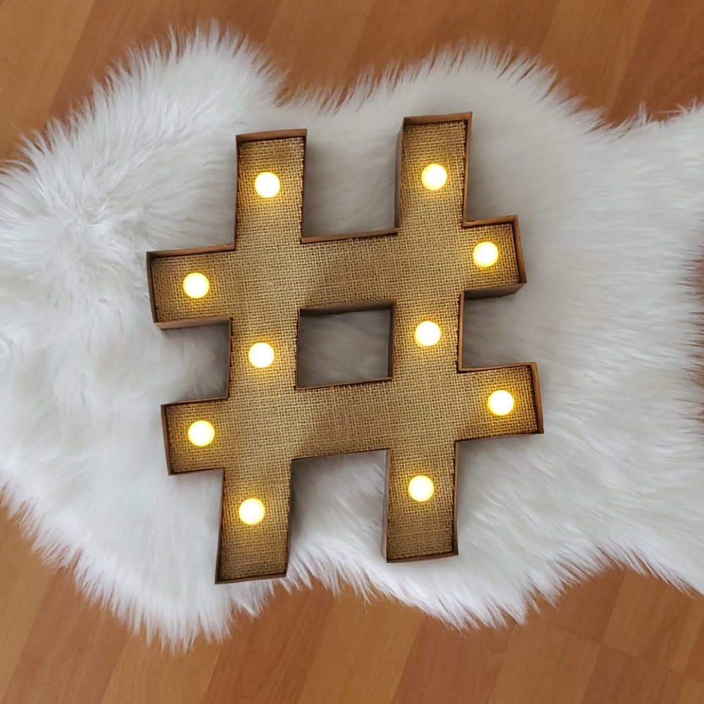 Hashtag light up home Wall decor sign